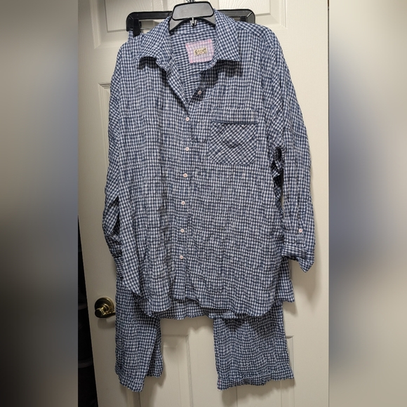 Free People Cloud Ten Seersucker SET Shirt Pajama Pants Gingham Lounge Size XS S - Picture 2 of 6